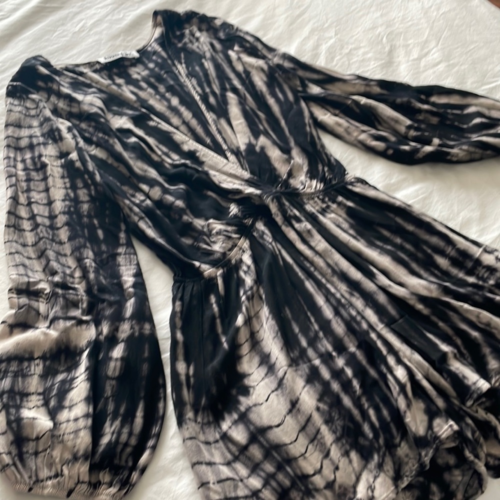 Black and Tan Tie Dye Long-sleeve Romper